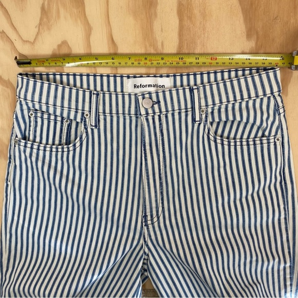 Reformation Stretch Flood Wide Leg Jeans in Fiji Stripe - Picture 8 of 10